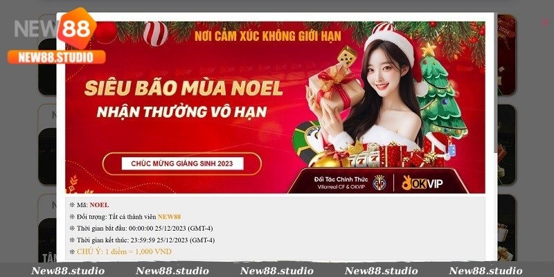 Chúc mừng giáng sinh, tặng ngay tiền tỷ tại New88